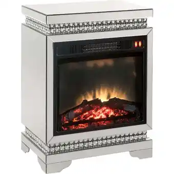 Walmart Electric Fireplace with Mirror Panel Framing and Faux Diamonds Silver - Saltoro Sherpi offer