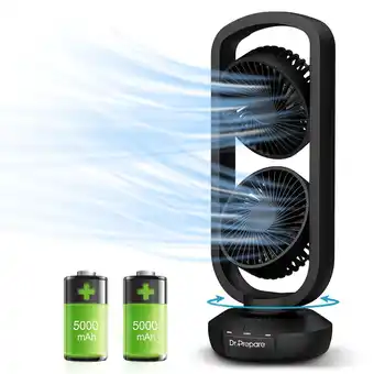 Walmart DR.PREPARE Tower Fan, 15 Battery Powered Oscillating Fans for Indoor Outdoor offer