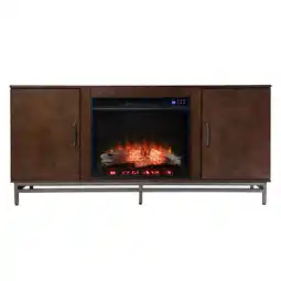 Walmart Dibbonly Touch Screen Electric Fireplace with Media Storage - Brown/Matte Silver offer