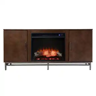 Walmart Dibbonly Touch Screen Electric Fireplace with Media Storage - Brown/Matte Silver offer