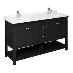 Walmart Fresca Manchester 60 Traditional Double Sinks Wood Bathroom Cabinet in Black offer