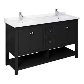 Walmart Fresca Manchester 60 Traditional Double Sinks Wood Bathroom Cabinet in Black offer