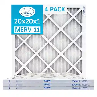 Walmart Open Box Trion MERV 11 Air Bear 20 x 20 x 1 High Efficiency HVAC Filter, 4pk offer