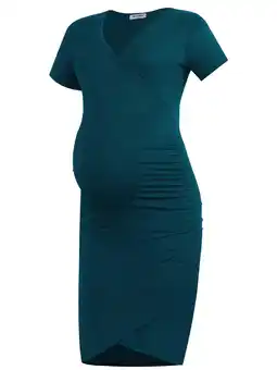 Walmart Smallshow Short Sleeve Summer Maternity Dress for Woman Ruched Pregnancy Clothes offer