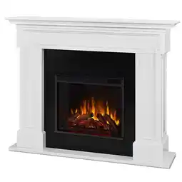 Walmart Kingfisher Lane Modern Solid Wood Electric Fireplace in White offer