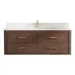 Walmart Vinnova Cristo 55 Wood Single Bath Vanity with 4 Drawers in Aged Dark Brown offer