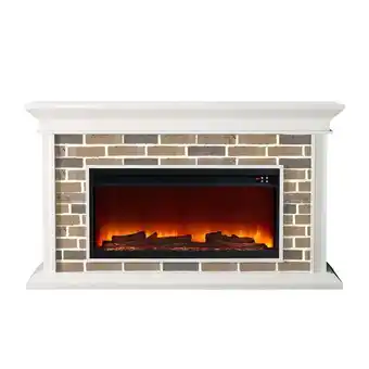 Walmart LIVILAND 60 Freestanding Electric Fireplace with Faux Brick Mantle - White offer