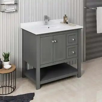 Walmart Fresca Fcb2336-U Manchester 36 Free Standing Single Basin Vanity Set - Gray Wood Veneer offer