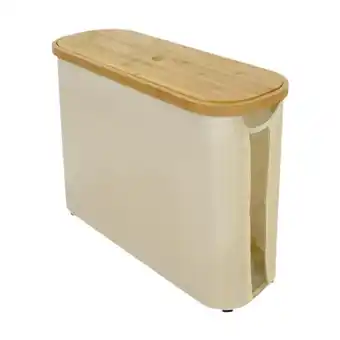 Walmart DOMELAY Bamboo Toilet Paper Storage Convenient Minimalist Tissue Roll Storage Basket beige white offer