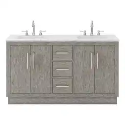 Walmart Water Creation 60 Wood Double Bathroom Vanity in Gray Oak/Chrome offer