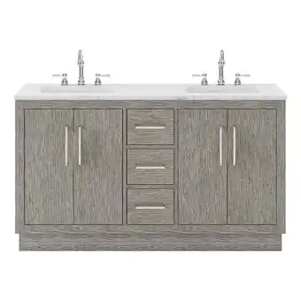 Walmart Water Creation 60 Wood Double Bathroom Vanity in Gray Oak/Chrome offer