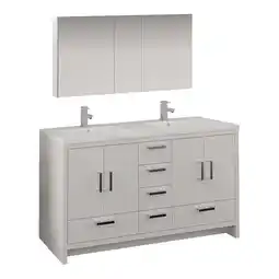 Walmart Fresca Imperia 60 Wood Bathroom Vanity with Medicine Cabinet in Glossy White offer