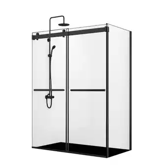 Walmart Vinnova Design Rectangle Double Sliding Frameless Shower Enclosure in Matte Black offer