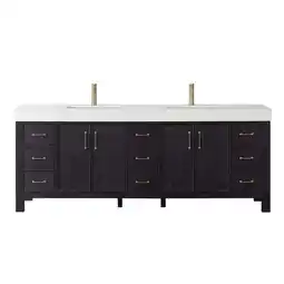 Walmart Leon 84 Double Bathroom Vanity in Fir Wood Black w/Composite in Lightning White offer