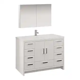 Walmart Fresca Imperia 48 Wood Bathroom Vanity with Medicine Cabinet in Glossy White offer