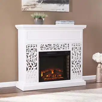 Walmart SEI Furniture Wansford Contemporary Electric Fireplace in White with Mirror offer