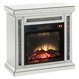 Walmart Acme Furniture Noralie Freestanding Electric Fireplace in Mirrored and Faux Diamonds offer