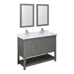 Walmart Fresca Manchester Regal 48 Double Sinks Bathroom Vanity w/Mirrors in Gray offer