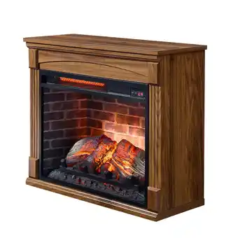 Walmart 28 inch Electric Fireplace Heater Mantel With Removable Caster Wheel offer