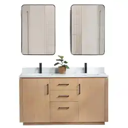 Walmart Vinnova San 60 Double Sink Wood Bath Vanity with Mirrors in Brown/White offer