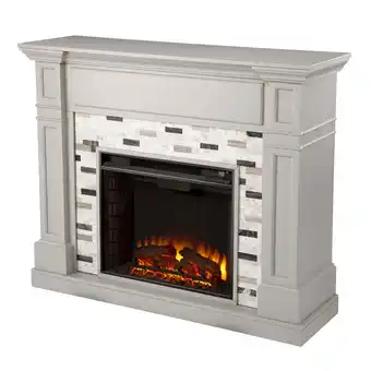 Walmart SEI Furniture Birkover Marble/Engineered Wood Electric Fireplace in Gray offer