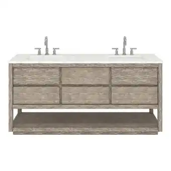 Walmart Water Creation Oakman 72 Double Sink Vanity with Chrome Faucets in Gray Oak offer