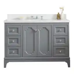 Walmart Water Creation Queen 48 Wood Single Bathroom Vanity in Cashmere Gray and White offer