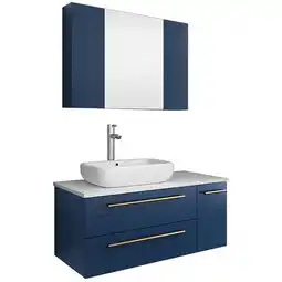 Walmart Fresca Stella 36 Wall Hung Left Sided Vessel Sink Vanity Set in Royal Blue offer