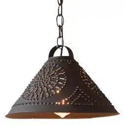 Walmart Irvins Country Tinware Hitchcock Shade Light Tin Pendant in Textured Black offer