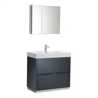 Walmart Fresca Valencia 36 Modern Wood Bathroom Vanity with Cabinet in Dark Slate Gray offer