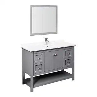 Walmart Fresca Manchester 48 Traditional Wood Bathroom Vanity w/Mirror in Gray offer