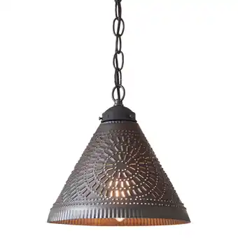 Walmart Irvins Country Tinware Wellington Shade Light Pendant in Kettle Black Punched Tin offer