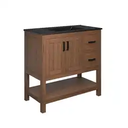 Walmart Modway Ashlyn 36” Wood Bathroom Vanity in Walnut Black offer