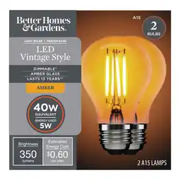 Walmart Better Homes & Gardens LED Vintage Light Bulb, A15 40W Amber Classic Filament, E26, Dim - 4 Pk offer