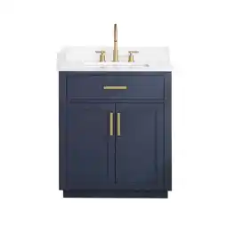 Walmart Gavino 30 Wood Vanity in Royal Blue with Composite Stone Top no Mirror offer