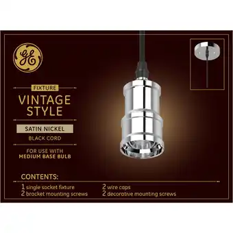 Walmart GE Vintage Style Satin Nickel Pendant Fixture, 60-inches offer