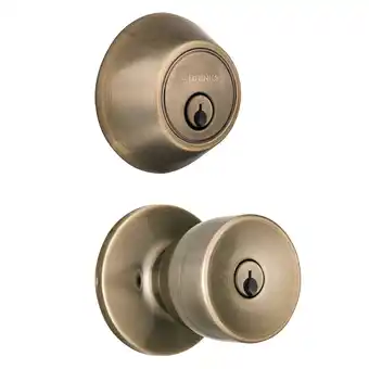 Walmart Brinks Keyed Entry Classic Bell Style Doorknob and Deadbolt Combo, Satin Nickel Finish offer