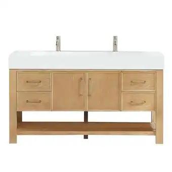 Walmart Vera 60 Single Bath Vanity in Washed Ash Grey with White Integrated Stone Sink offer