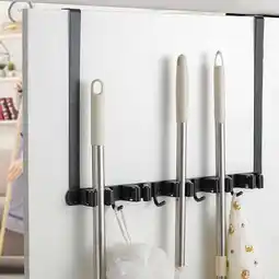 Walmart ZVZM Broom Mop Holder Wall Mount with 5 Slots 4 Hooks, Broom Hanger, 16.9 x 13.8 x 1.8 offer