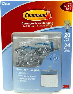 Walmart Command Plastic Small Clear Wire Hooks with Clear Strips (20 Hooks, 24 Strips) 3M offer