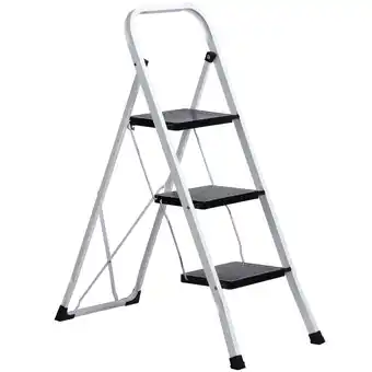 Walmart ZENSTYLE 3 Step Ladder Folding Step Stool 330lb Capacity Sturdy Steel Frame, White offer