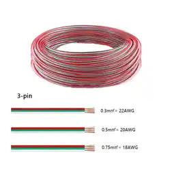 Walmart 10Meter Extension Cable 3 Pin Wire Cord, Hookup Electrical 3 Color Wire Stranded 3Pin-22Wag offer