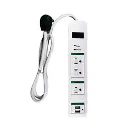 Walmart GoGreen Power (GG-13103USB) 3 Outlet Surge Protector with 2 USB Ports, White, 3 ft Cord offer