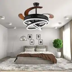 Walmart JahyShow 42in Black Modern LED Semi Flush Mount Chandelier Ceiling Fan with Remote Control offer