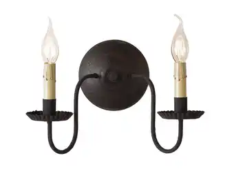 Walmart Irvins Country Tinware Ashford Wall Sconce in Black over Red 9 inches High offer