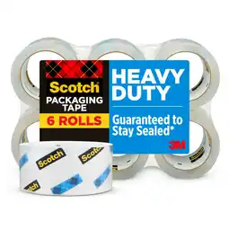 Walmart Scotch Heavy Duty Packaging Tape, 3 Core, Clear, 1.88 x 54.6 yds, 6 Rolls offer