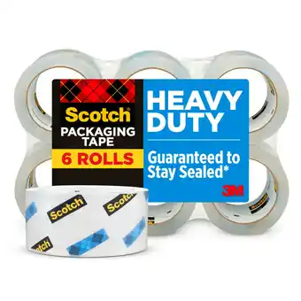 Walmart Scotch Heavy Duty Packaging Tape, 3 Core, Clear, 1.88 x 54.6 yds, 6 Rolls offer