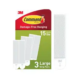 Walmart Command Large Picture Hanging Strips, White, Damage Free Hanging, 3 Pairs offer