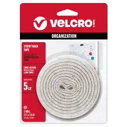 Walmart VELCRO Sticky Back Peel & Stick Application Hook & Loop Fastener, Roll, 5 ft x 3/4 in, Nylon White offer