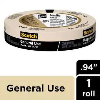 Walmart Scotch General Use Masking Tape, 0.94 in x 60.1 yd, 1 Roll offer